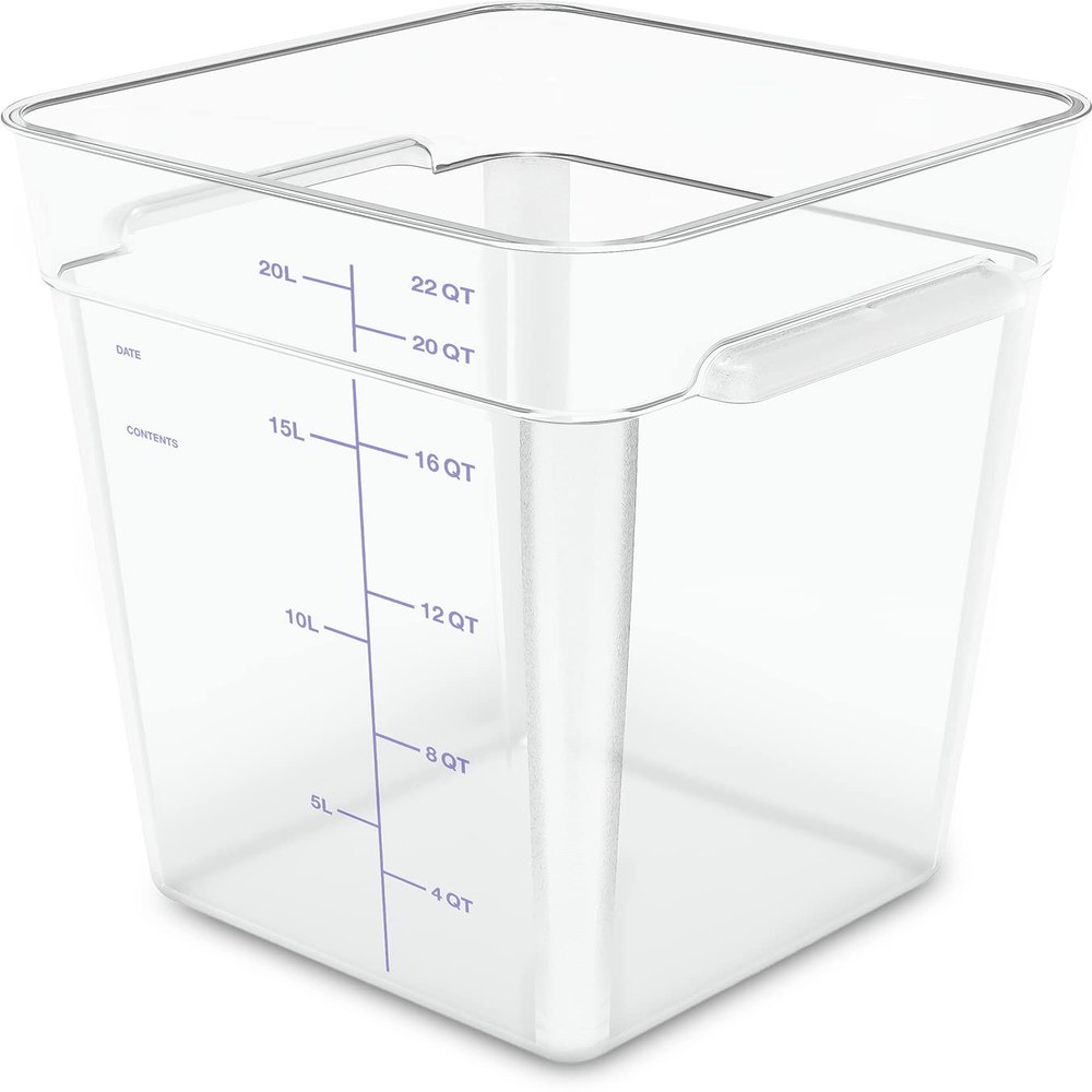 Carlisle FoodService Products Squares Square Food Storage Container with Stackable Design for Catering, Buffets, Restaurants, Polycarbonate (Pc), 22 Quarts, Clear