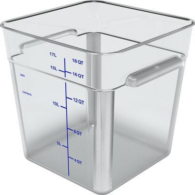 Carlisle FoodService Products Squares Square Food Storage Container with Stackable Design for Catering, Buffets, Restaurants, Polycarbonate (Pc), 18 Quarts, Clear