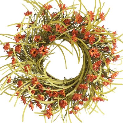 26 Inch Summer Front Door Wreath Daisy Wreaths Front Door Orange Cream Grapevine Wreath Wild Grass Blossom Foliage Flower on Farmhouse Wreath for Festival Celebration Party Window Home Decor