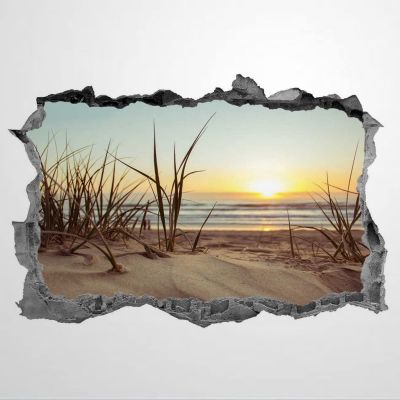 Beach Sticker 3D Tropical Beach Decal Ocean Decor Scenery Mural Wall Stickers Mural Smashed Wall Art Removable Poster Vinyl decals For Bedroom Living Room Playroom Nursery Office Shop,32'' sj400