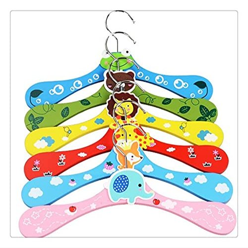 12pcs/lot New Cute Cartoon Animals Wooden Kids Clothes Hanger Baby Children Hanger 6 Styles Wholesale