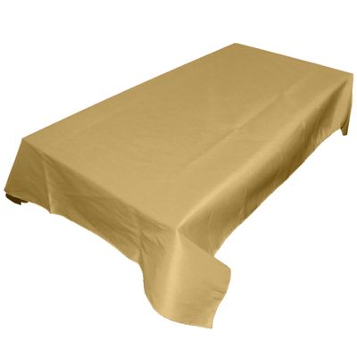 lovemyfabric Classic Faux Silk Dupioni Polyester Tablecloth/Home/Wedding/Picnic/Diner/Holiday/School/Convention Booth/Event Table Dcor (56" x 120", Gold)