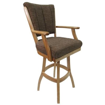 Barstools 4U Tobias Designs Classic 35" Swivel Wood Extra Tall Bar Stool in Checkered/Natural