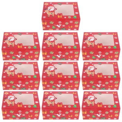 DOITOOL 10pcs Christmas Pastry Boxes Sturdy Paper Muffin Packaging for Desserts Cookies Elegant Design for Home Baking