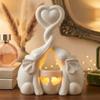 Elephant Love Candle Holder Statue - Ivory 14th Anniversary, Couples, Parents Valentine's Present - Unique Gift Home Decor for Women Living Room or Bedroom - Flickering LED Candle Included view 1