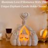 Elephant Love Candle Holder Statue - Ivory 14th Anniversary, Couples, Parents Valentine's Present - Unique Gift Home Decor for Women Living Room or Bedroom - Flickering LED Candle Included view 3