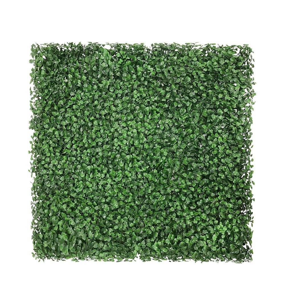 ECOOPTS 20 x 20 inch Artificial Boxwood Panels Hedge Wall Panels Faux Greenery Topiary Hedge Plant Decoration for Home Backyard Garden Indoor Outdoor Wall, Milan, 24 Packs