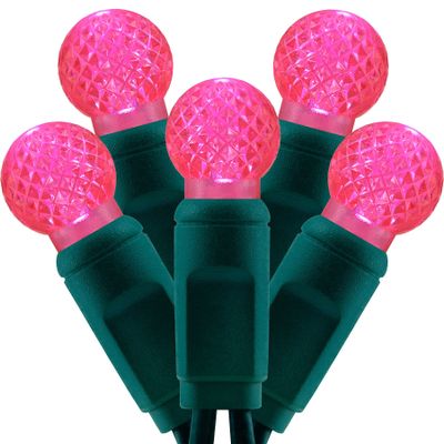 YULETIME Pink One-Piece G12 Raspberry Christmas Lights 140 Count 48 Feet, 2 Sets 70 LED 24 ft High Waterproof UL Certified String Light (Pink)