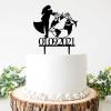 Mr & Mrs World Map Cake Topper Travel Themed Customizable Customized Wedding Date Name Bride & Groom Cake Topper for anniversary Engagement Wedding Bridal Shower Party Decorations view 1