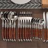 Silverware Set, 24Pieces Cutlery set Wood handle Tableware Stainless steel Steak Knives Wooden Japanese Dinnerware Kitchen Accessoreis BY ZZYY (Color : 24pcs) view 2