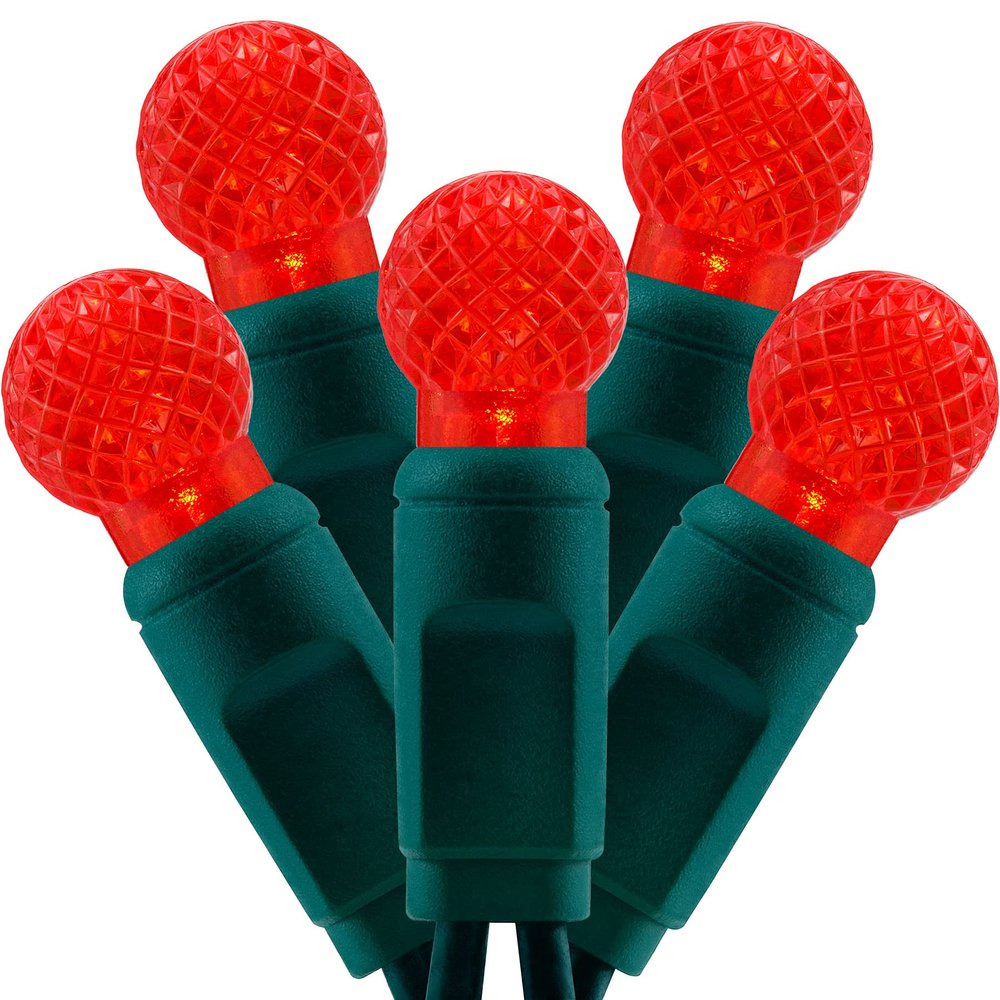 YULETIME Red One-Piece G12 Raspberry Christmas Lights 140 Count 48 Feet, 2 Sets 70 LED 24 ft High Waterproof UL Certified String Light (Red)