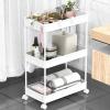 SPACELEAD 3 Tier Rolling Cart with Wheels, Storage Craft Art Trolley Organizer Serving, 3 Hanging Baskets Easy Assembly, for Office, BathroomLiving Room, Kitchen, White view 1