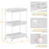SPACELEAD 3 Tier Rolling Cart with Wheels, Storage Craft Art Trolley Organizer Serving, 3 Hanging Baskets Easy Assembly, for Office, BathroomLiving Room, Kitchen, White view 2