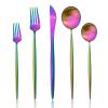 30-piece Snplowum Luxury 18/10 Stainless Steel Silverware Flatware Set, Matte Heavy Cutlery Set Ideal For Home Dinner Couple Restaurant Party Banquet, Service for 6 (Rainbow) view 1