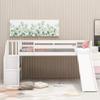 Twin Low Loft Bed with Adjustable Slide/Staircase/Storage Shelves for Kid/Boy/Girl/Teens, Full-Length Guardrails, Solid Wood, Space-Saving (White+Low Loft Bed) view 1
