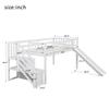 Twin Low Loft Bed with Adjustable Slide/Staircase/Storage Shelves for Kid/Boy/Girl/Teens, Full-Length Guardrails, Solid Wood, Space-Saving (White+Low Loft Bed) view 2