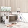 Twin Low Loft Bed with Adjustable Slide/Staircase/Storage Shelves for Kid/Boy/Girl/Teens, Full-Length Guardrails, Solid Wood, Space-Saving (White+Low Loft Bed) view 3