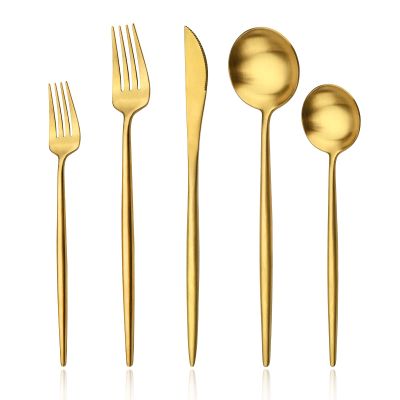 30-piece Snplowum Luxury 18/10 Stainless Steel Silverware Flatware Set, Matte Heavy Cutlery Set Ideal For Home Dinner Couple Restaurant Party Banquet, Service for 6 (Gold)