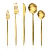 30-piece Snplowum Luxury 18/10 Stainless Steel Silverware Flatware Set, Matte Heavy Cutlery Set Ideal For Home Dinner Couple Restaurant Party Banquet, Service for 6 (Gold) view 1