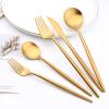 30-piece Snplowum Luxury 18/10 Stainless Steel Silverware Flatware Set, Matte Heavy Cutlery Set Ideal For Home Dinner Couple Restaurant Party Banquet, Service for 6 (Gold) view 2
