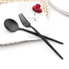 30-piece Snplowum Luxury 18/10 Stainless Steel Silverware Flatware Set, Matte Heavy Cutlery Set Ideal For Home Dinner Couple Restaurant Party Banquet, Service for 6 (Black) view 3