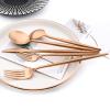 30-piece Snplowum Luxury 18/10 Stainless Steel Silverware Flatware Set, Matte Heavy Cutlery Set Ideal For Home Dinner Couple Restaurant Party Banquet, Service for 6 (Rose Gold) view 3