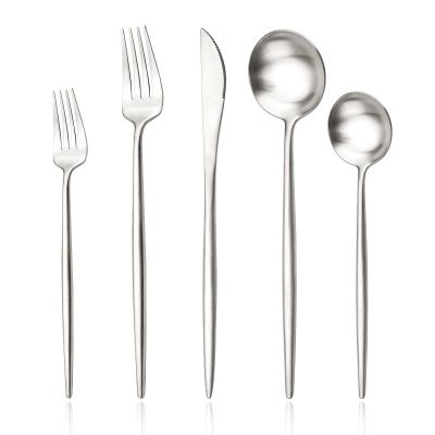 30-piece Snplowum Luxury 18/10 Stainless Steel Silverware Flatware Set, Matte Heavy Cutlery Set Ideal For Home Dinner Couple Restaurant Party Banquet, Service for 6 (Silver)
