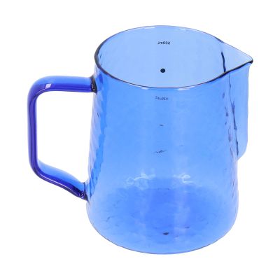 Milk Frothing Pitcher Glass Milk Jug Multipurpose Borosilicate For Coffee Milk Beverage 500ml(blue)