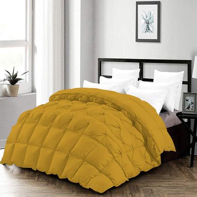 3 Piece Half Pinch Pleated Comforter Full XL (82'' x 86'') Set All Season Premium 800 Thread Count 100% Egyptian Cotton Super Soft Gold