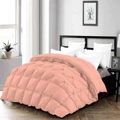 3 Piece Half Pinch Pleated Comforter Twin-XL (68'' x 90'') Set All Season Premium 800 Thread Count 100% Egyptian Cotton Super Soft Peach