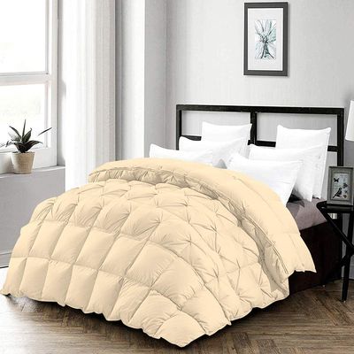 3 Piece Half Pinch Pleated Comforter Olympic Queen (98'' x 98'') Set All Season Premium 800 Thread Count 100% Egyptian Cotton Super Soft Ivory