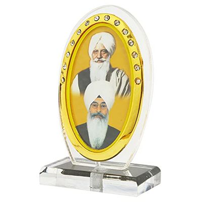 BISMAADH Car Dashboard Oval Shape Acrylic Showpiece Figurine Religious Idol Statue for Office & Home Dcor (Radha Soami)