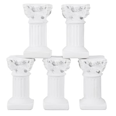 Holibanna Roman Pillar Statues 5 Pieces Resin Mini Greek Column Pedestal Stands for Home Garden Decor Wedding Photography Props 2.55X1.33X1.29In