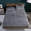 CFYCYHDZHT Comfy Sheets,Autumn Winter Thick Quilted Crystal Velvet Deep Pocket Fitted Sheets, Bedroom Warm Solid Color Mattress Protector Grey 90200cm+15cm view 1