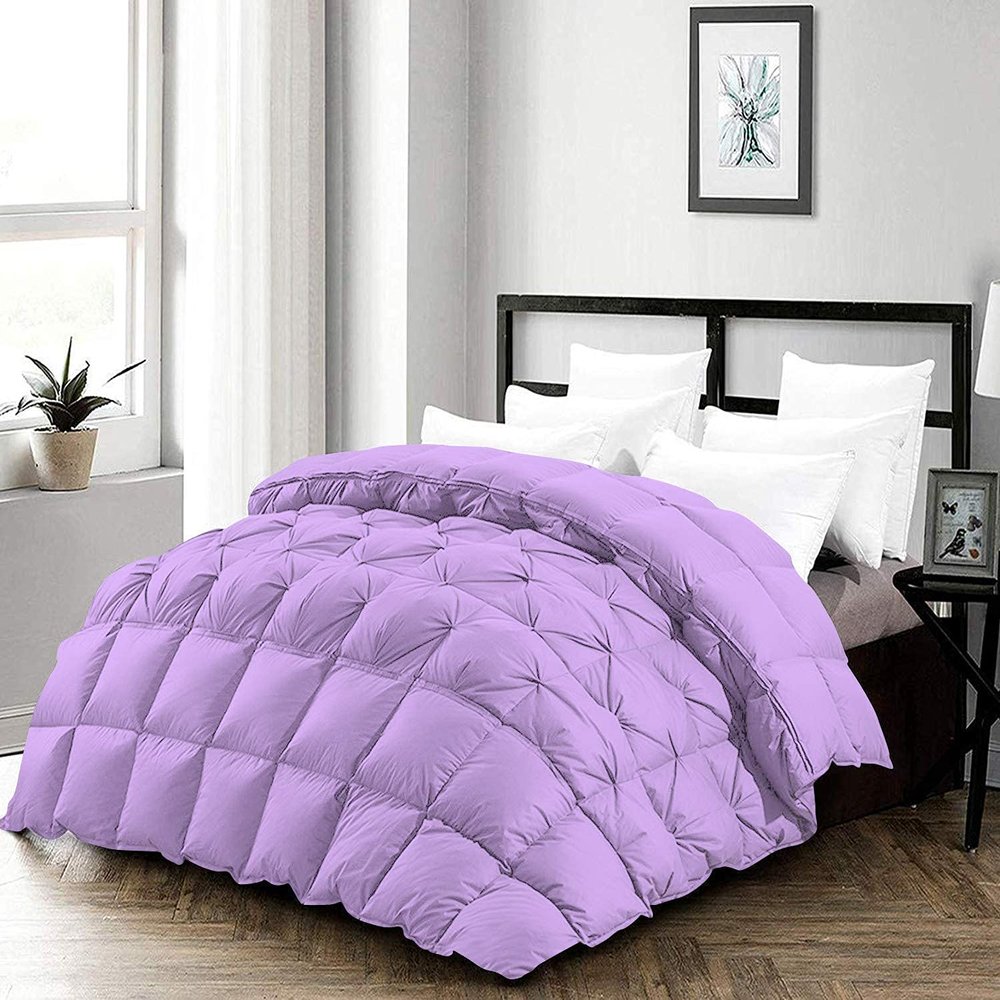 3 Piece Half Pinch Pleated Comforter King (106'' x 90'') Set All Season Premium 800 Thread Count 100% Egyptian Cotton Super Soft Lilac