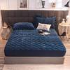 CFYCYHDZHT King Sheets Set,Thick Warm Winter Crystal Velvet Mattress Protection Cover, Bedroom Quilted Solid Color Non Slip Mattress Topper Bed Cover Dark Blue 150x200x25cm view 1