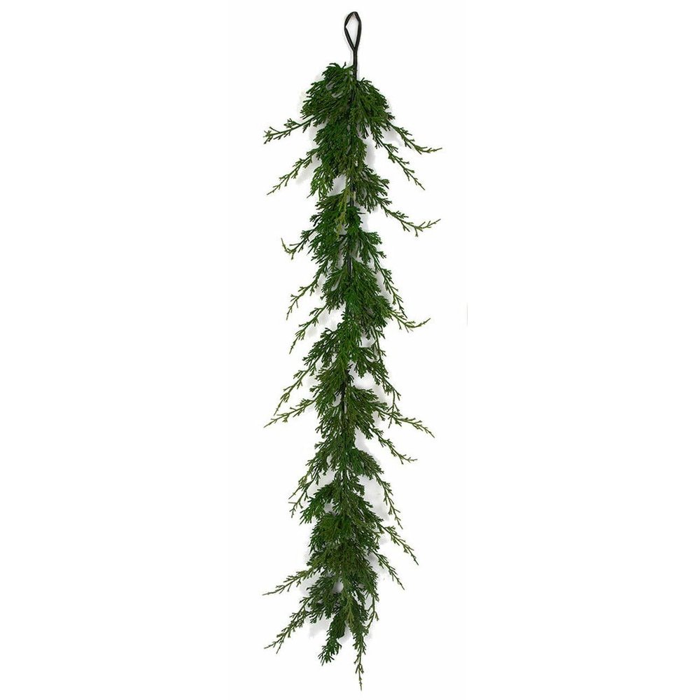 SilksAreForever 4' PE Soft-Touch Cypress Artificial Garland -2 Tone Green (Pack of 6)