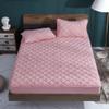 CFYCYHDZHT Deep Pocket Bed Sheet,Autumn Winter Thick Quilted Crystal Velvet Deep Pocket Fitted Sheets, Bedroom Warm Solid Color Mattress Protector Pink 150200cm+36cm view 1