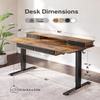 FEZIBO 60 x 30 inch Standing Desk with Drawers, Height Adjustable Electric Workstation, Computer Sit Stand Up Table with Large Storage Shelf 4 Drawers and 2 Hooks, Rustic Brown view 3
