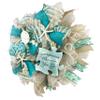 Find Paradise Wherever you go, Beach, Coastal, Beach Wreath, Made with White Sand Colored Deco Mesh, Starfish, Sand Dollar, and Sea Shells view 3