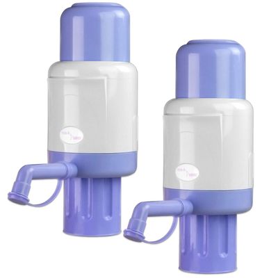 TERA PUMP Manual Water Pump for 5 Gallon Bottles, Fits Most 2-6 Gallon Bottles, Manual Hand Pressure Water Dispenser, 3 Tube Lengths, Sanitary Cap, Cleaning Brush, BPA-Free Food Grade Material, 2 Pack