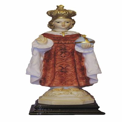 CatholicStore Infant of Prague Statue in Hand Painted Alabaster, 8.5", Made in Italy.