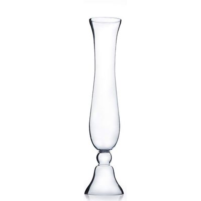 WGV Trumpet Glass Vase, Open Width 4.75", Height 23.75", (Multiple Sizes Choices) Clear Large Floral Planter Centerpiece, Wedding Event Home Decor, 1 Piece (VTR0524)