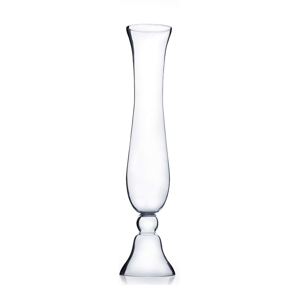 WGV Trumpet Glass Vase, Open Width 4.75", Height 23.75", (Multiple Sizes Choices) Clear Large Floral Planter Centerpiece, Wedding Event Home Decor, 1 Piece (VTR0524)