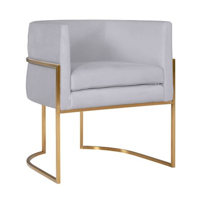 Tov Furniture Giselle Upholstered Velvet Dining Chair with Metal Frame (Grey with Gold Frame)