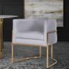 Tov Furniture Giselle Upholstered Velvet Dining Chair with Metal Frame (Grey with Gold Frame) view 2