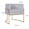 Tov Furniture Giselle Upholstered Velvet Dining Chair with Metal Frame (Grey with Gold Frame) view 3