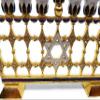 Chanukah Menorah Enamel on Pewter Set with Genuine Austrian Crystals & Gold Accents (Purple) view 2