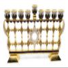 Chanukah Menorah Enamel on Pewter Set with Genuine Austrian Crystals & Gold Accents (Purple) view 3