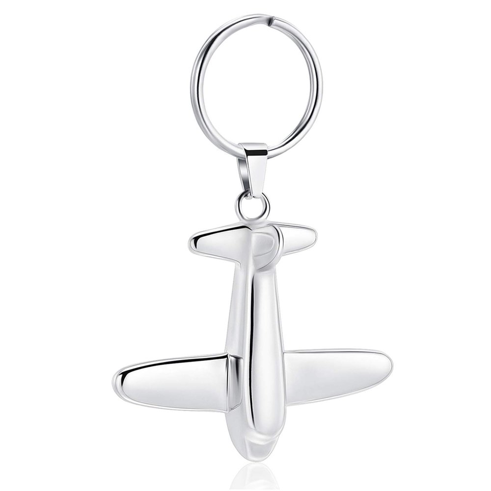 Minicremation Cremation Jewelry Urn Keychain for Ashes Airplane Funeral Memorial Urn Pendant for Human Pet's Keepsake Ashes Locket(Silver)